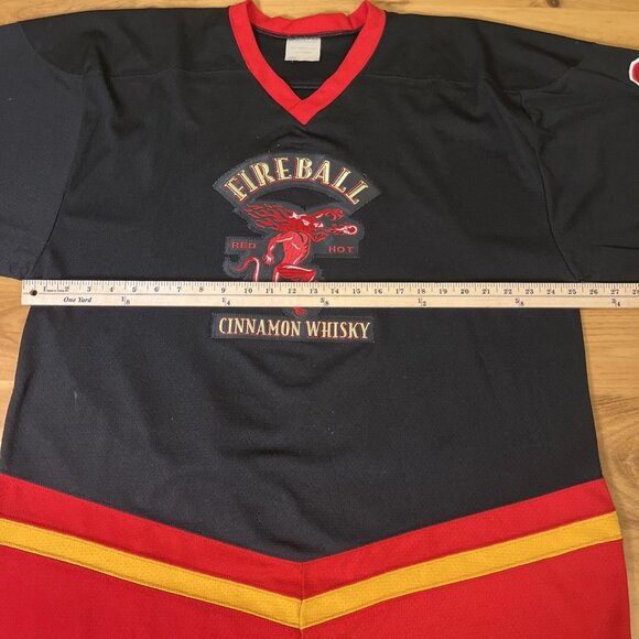 Fireball Whisky Hockey Jersey Large Black Stitched Raised Lettering #66 Projoy - Picture 5 of 16